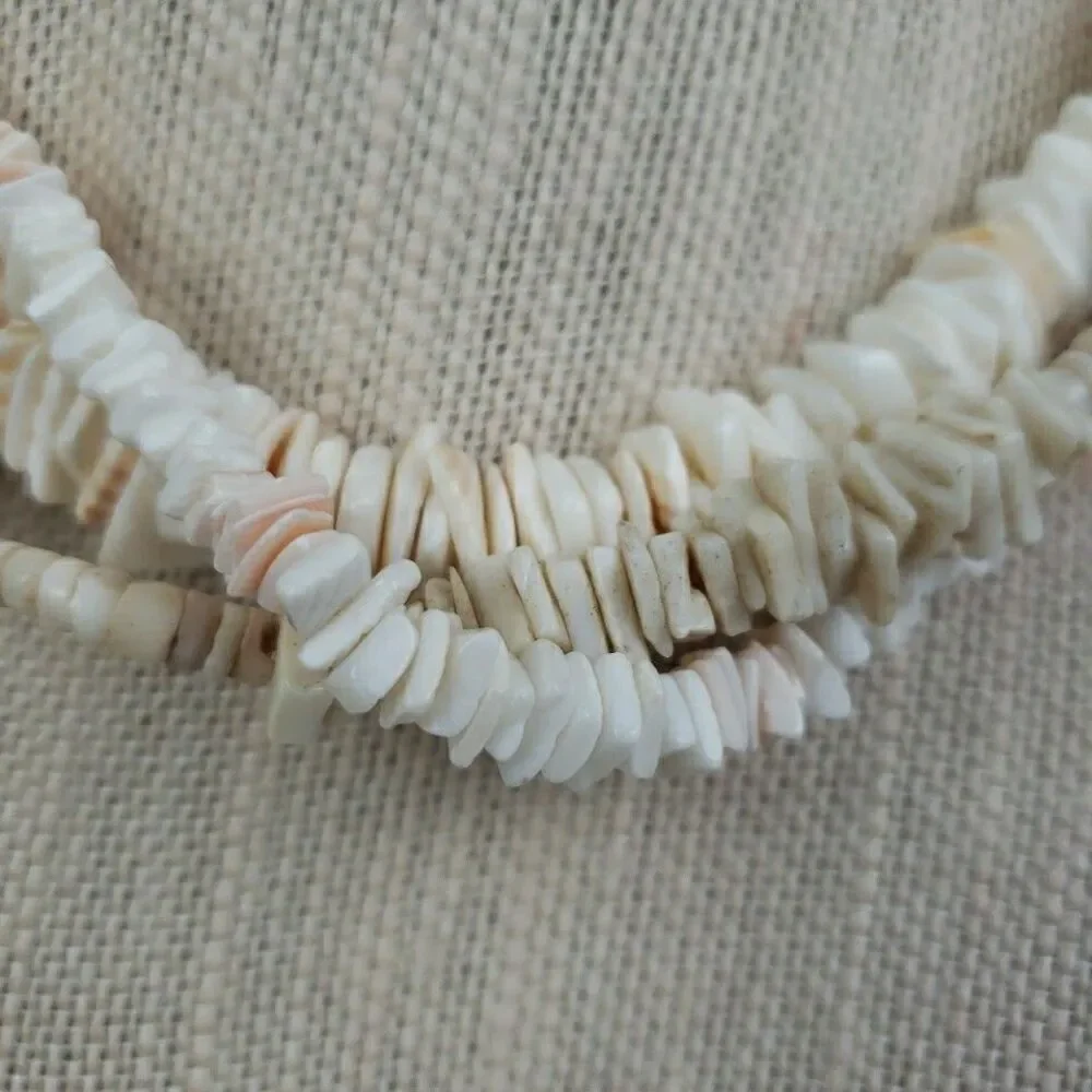 3 Natural Puka Shell Chip Necklaces Summer Beach Surfer Nautical VTG- Now